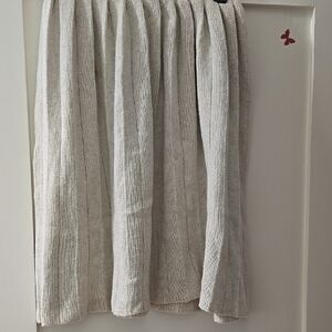 Cream A-line Pleated Midi Skirt